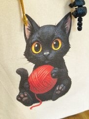 Nákupní taška znovupoužitelná - Kočka s klubíčkem